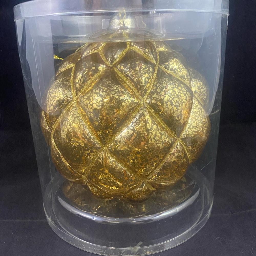 Casa By Victor Alfaro Jumbo Christmas Glass Ornament Metallic Gold